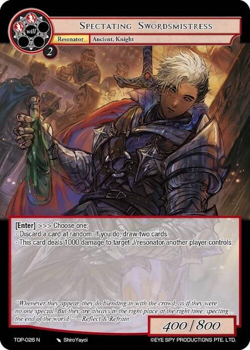 Spectating Swordmistress (TOP-026 N) [Ten Oaths of Protopaterpolis' War] | Jomio and Rueliete's Cards and Comics