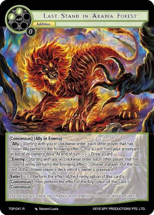 Last Stand in Aradia Forest (TOP-041 R) [Ten Oaths of Protopaterpolis' War] | Jomio and Rueliete's Cards and Comics