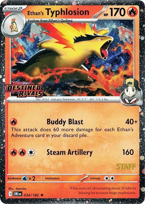 Ethan's Typhlosion (034/182) (Prerelease Staff) [Scarlet & Violet: Destined Rivals] | Jomio and Rueliete's Cards and Comics
