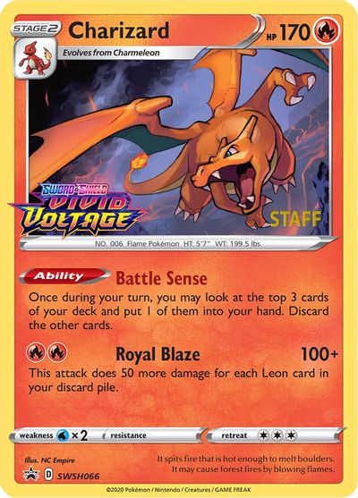 Charizard (SWSH066) (Staff Prerelease Promo) [Sword & Shield: Black Star Promos] | Jomio and Rueliete's Cards and Comics