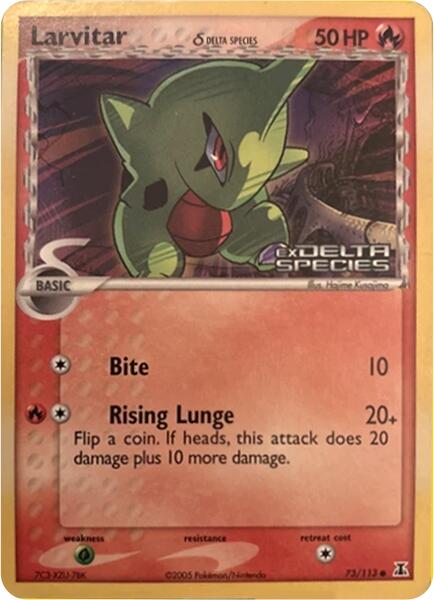 Larvitar (73/113) (Delta Species) (Stamped) [Miscellaneous Cards] | Jomio and Rueliete's Cards and Comics