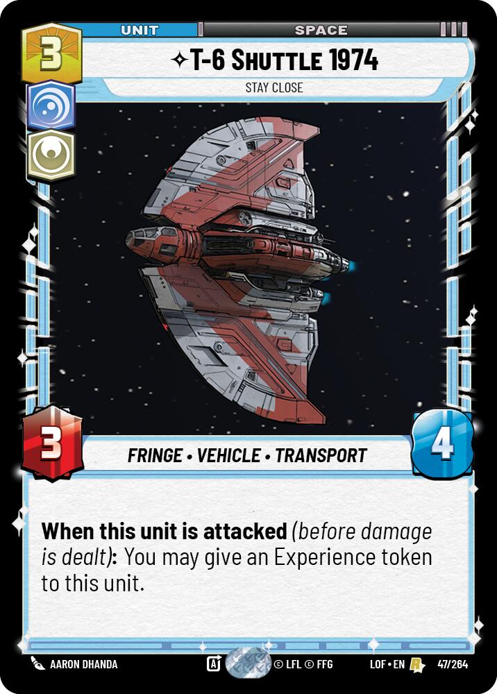 T-6 Shuttle 1974 - Stay Close (47/264) (47/264) [Legends of the Force] | Jomio and Rueliete's Cards and Comics