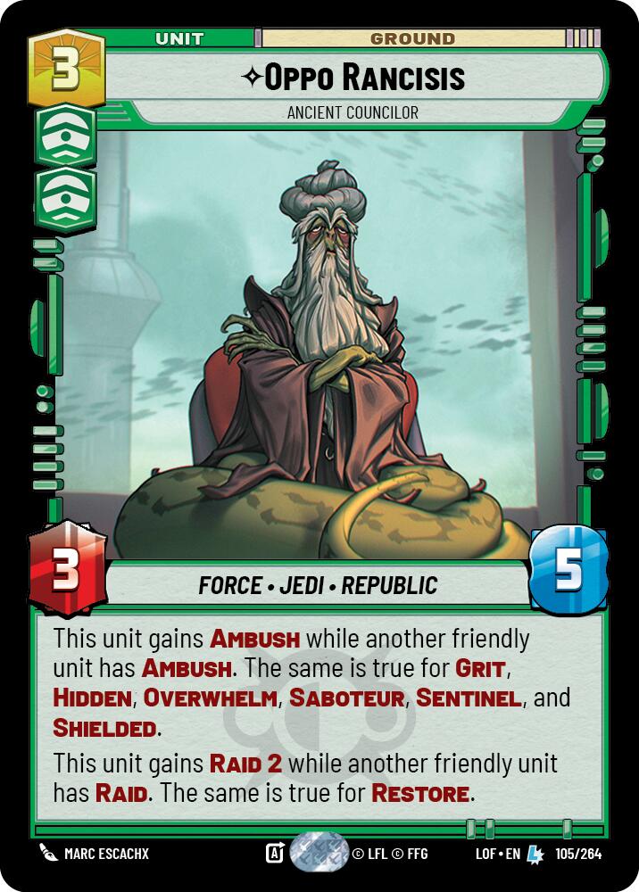 Oppo Rancisis - Ancient Councilor (105/264) (105/264) [Legends of the Force] | Jomio and Rueliete's Cards and Comics