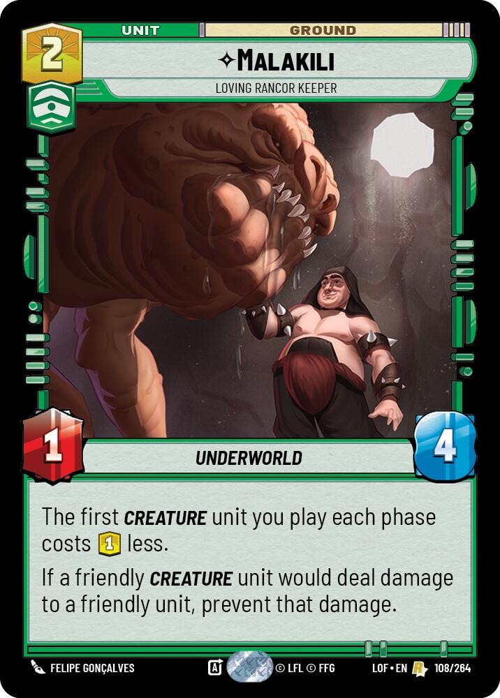 Malakili - Loving Rancor Keeper (108/264) (108/264) [Legends of the Force] | Jomio and Rueliete's Cards and Comics