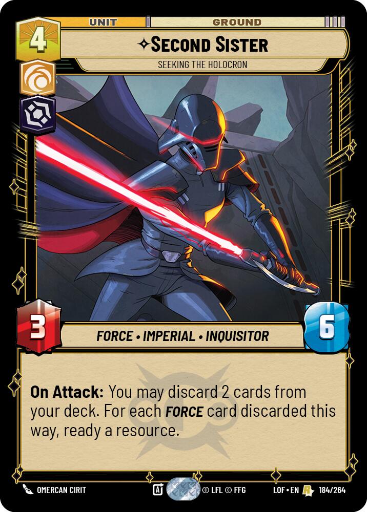 Second Sister - Seeking the Holocron (184/264) (184/264) [Legends of the Force] | Jomio and Rueliete's Cards and Comics