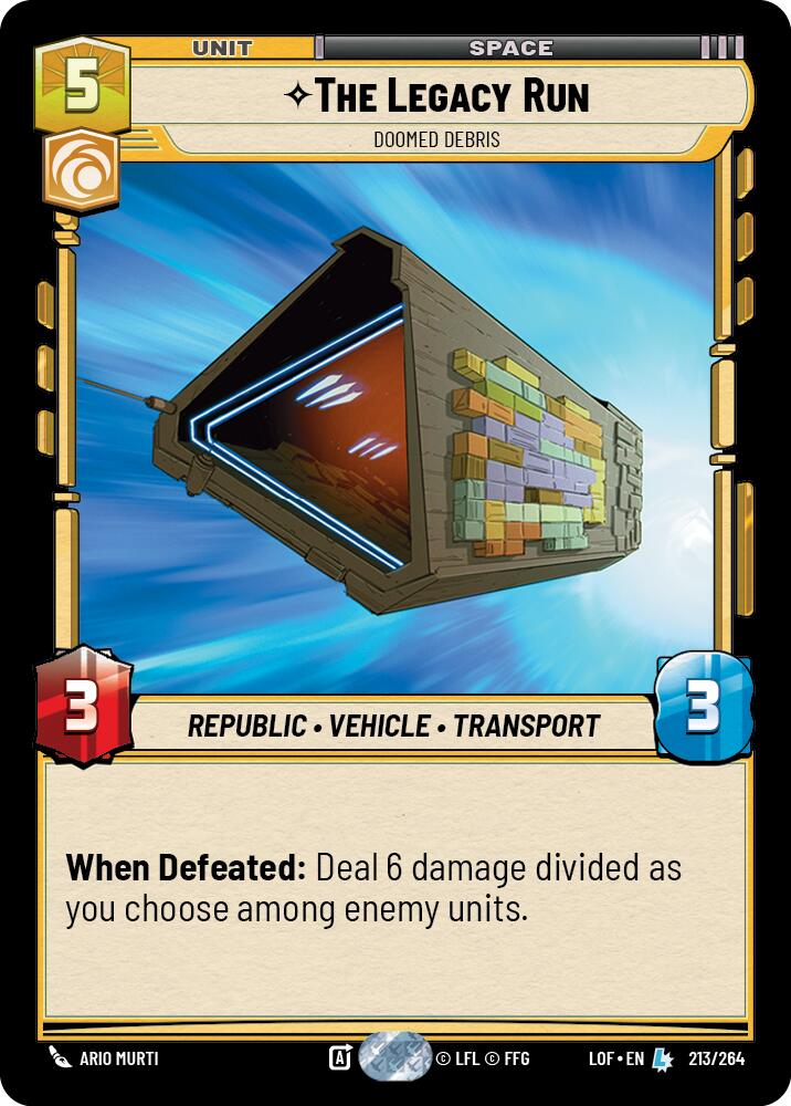 The Legacy Run - Doomed Debris (213/264) (213/264) [Legends of the Force] | Jomio and Rueliete's Cards and Comics