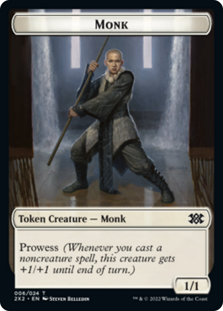 Cat Dragon // Monk Double-Sided Token [Double Masters 2022 Tokens] | Jomio and Rueliete's Cards and Comics