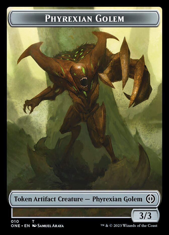 Phyrexian Mite (011) // Phyrexian Golem Double-Sided Token [Phyrexia: All Will Be One Tokens] | Jomio and Rueliete's Cards and Comics