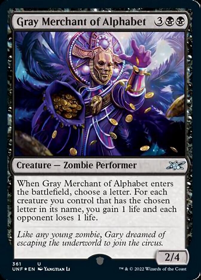 Gray Merchant of Alphabet (Galaxy Foil) [Unfinity] | Jomio and Rueliete's Cards and Comics