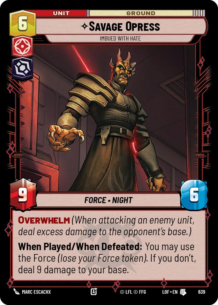 Savage Opress - Imbued With Hate (639) (Foil) (639) [Legends of the Force] | Jomio and Rueliete's Cards and Comics