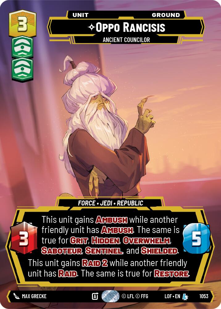 Oppo Rancisis - Ancient Councilor (1053) (Prestige) (1053) [Legends of the Force] | Jomio and Rueliete's Cards and Comics