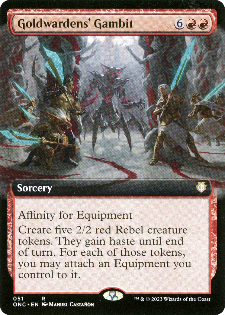 Goldwardens' Gambit (Extended Art) [Phyrexia: All Will Be One Commander] | Jomio and Rueliete's Cards and Comics