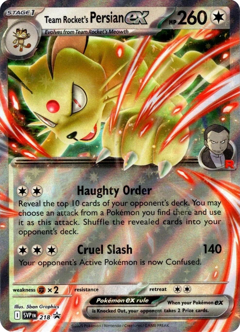 Team Rocket's Persian ex (218) [Scarlet & Violet: Black Star Promos] | Jomio and Rueliete's Cards and Comics