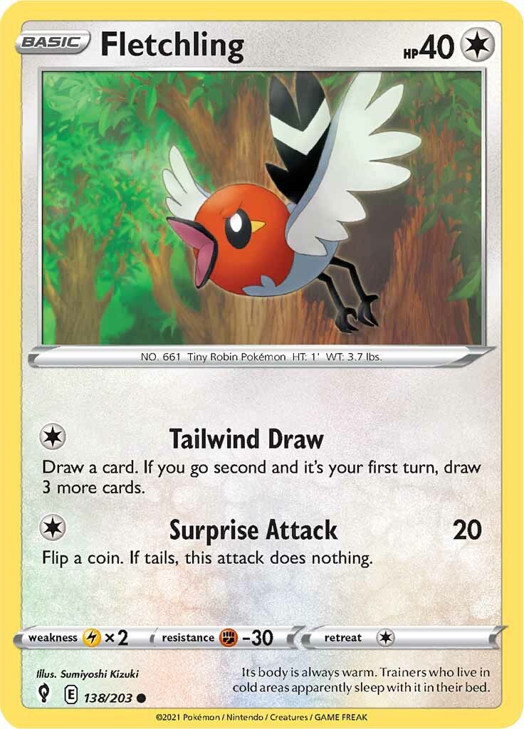 Fletchling (138/203) [Sword & Shield: Evolving Skies] | Jomio and Rueliete's Cards and Comics