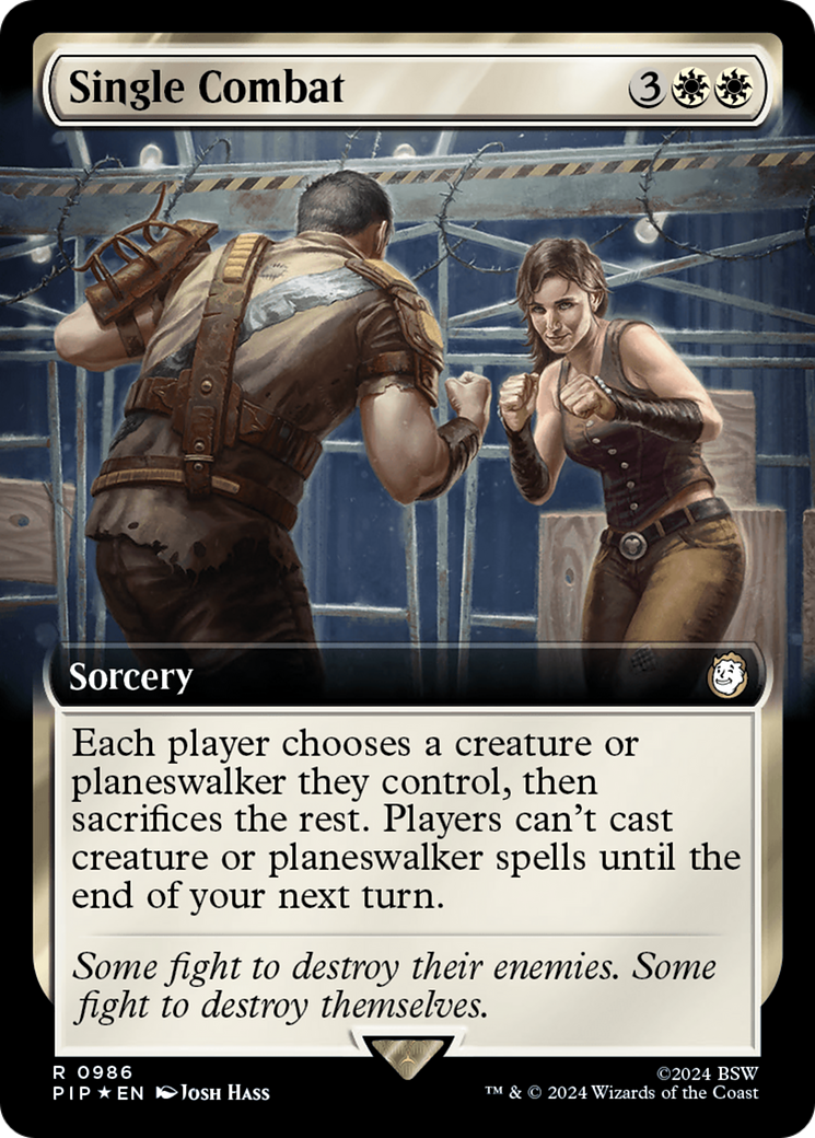 Single Combat (Extended Art) (Surge Foil) [Fallout] | Jomio and Rueliete's Cards and Comics