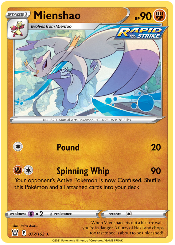 Mienshao (077/163) [Sword & Shield: Battle Styles] | Jomio and Rueliete's Cards and Comics
