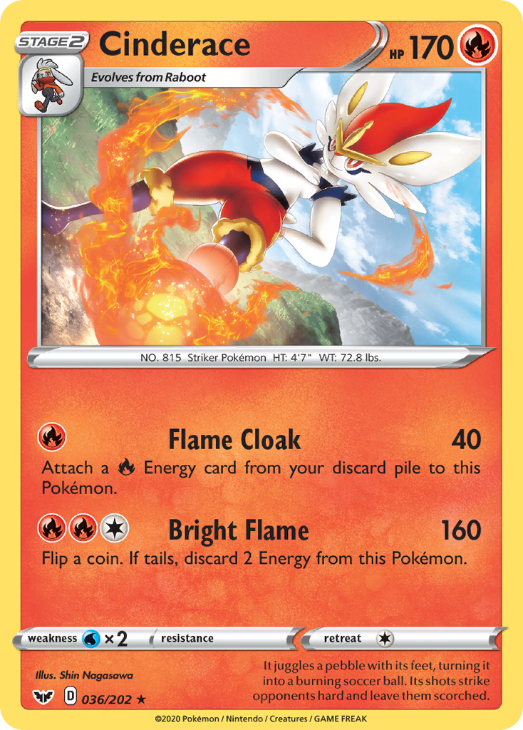 Cinderace (036/202) [Sword & Shield: Base Set] | Jomio and Rueliete's Cards and Comics