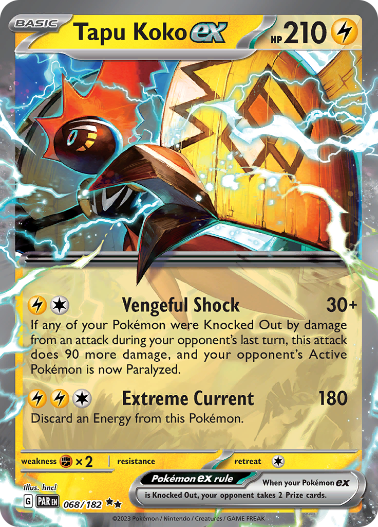 Tapu Koko ex (068/182) [Scarlet & Violet: Paradox Rift] | Jomio and Rueliete's Cards and Comics