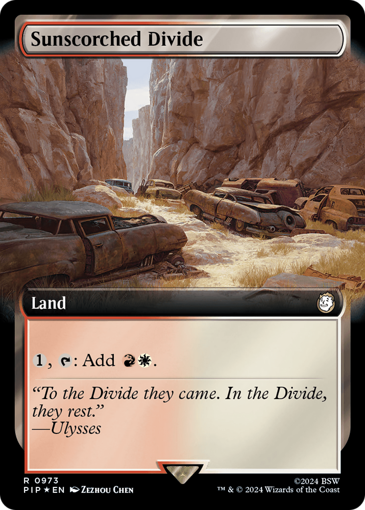 Sunscorched Divide (Extended Art) (Surge Foil) [Fallout] | Jomio and Rueliete's Cards and Comics