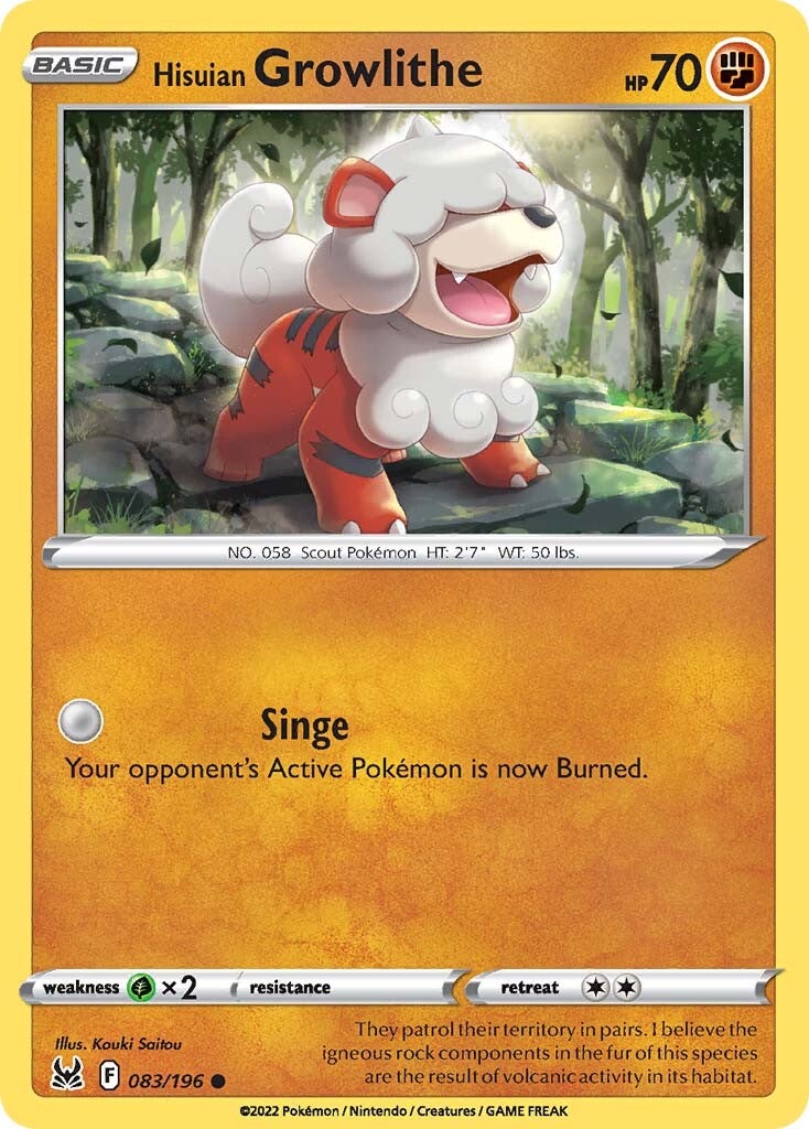 Hisuian Growlithe (083/196) [Sword & Shield: Lost Origin] | Jomio and Rueliete's Cards and Comics