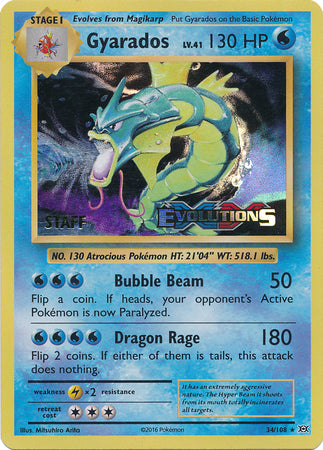 Gyarados (34/108) (XY Evolutions Staff Prerelease) [XY: Black Star Promos] | Jomio and Rueliete's Cards and Comics
