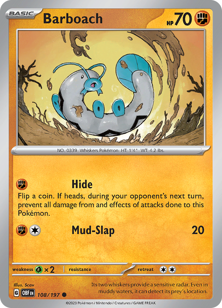 Barboach (108/197) [Scarlet & Violet: Obsidian Flames] | Jomio and Rueliete's Cards and Comics