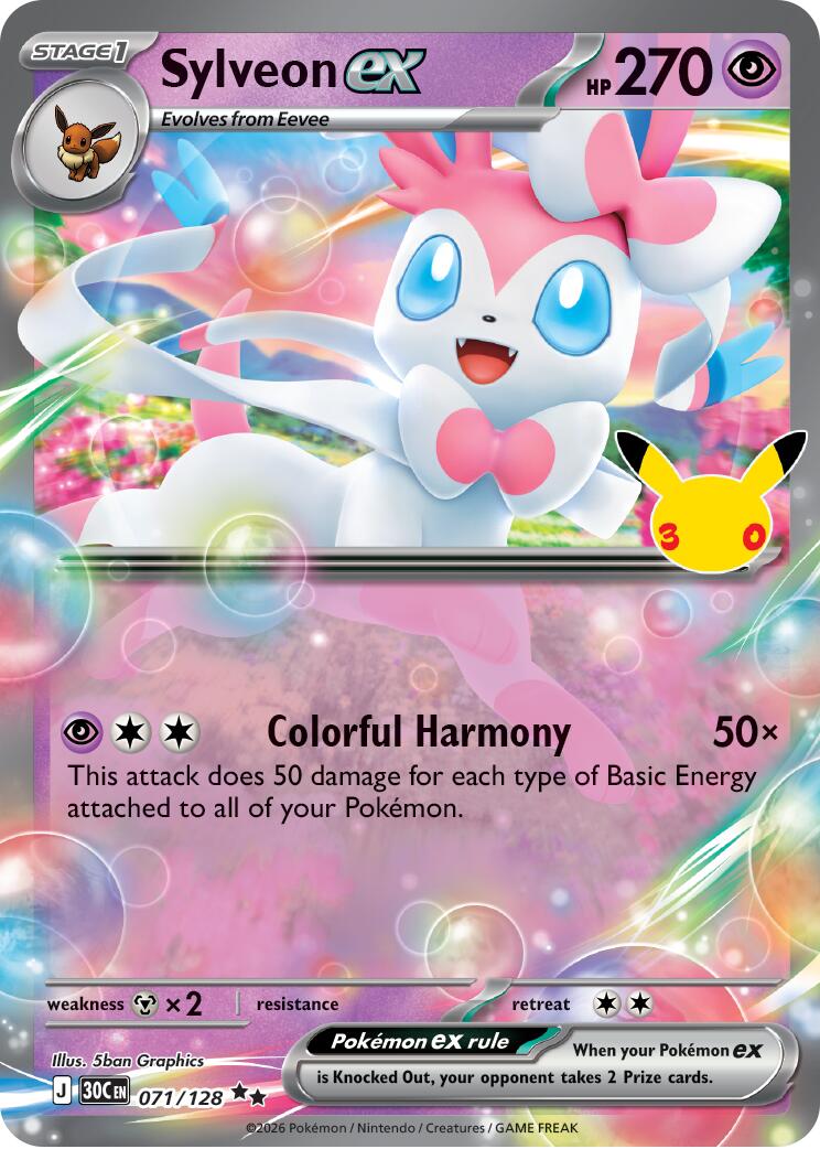 Sylveon ex (071/128) [Mega Evolution: 30th Celebration] | Jomio and Rueliete's Cards and Comics