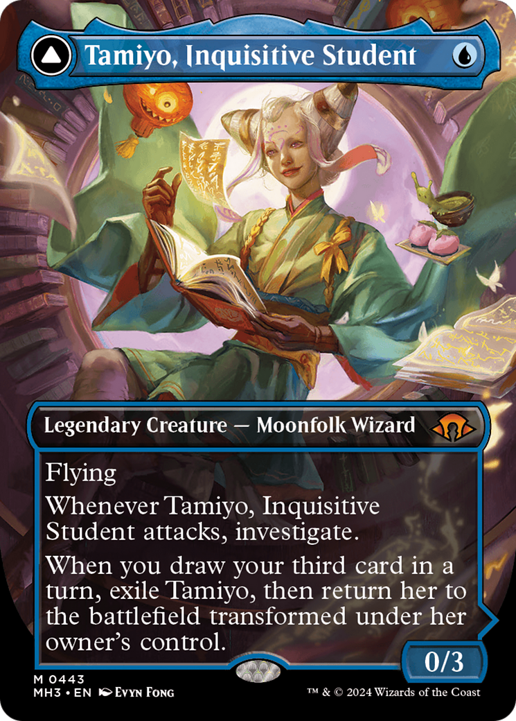 Tamiyo, Inquisitive Student // Tamiyo, Seasoned Scholar (Borderless) [Modern Horizons 3] | Jomio and Rueliete's Cards and Comics