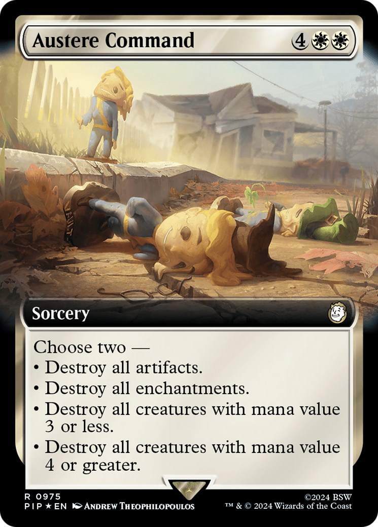 Austere Command (Extended Art) (Surge Foil) [Fallout] | Jomio and Rueliete's Cards and Comics