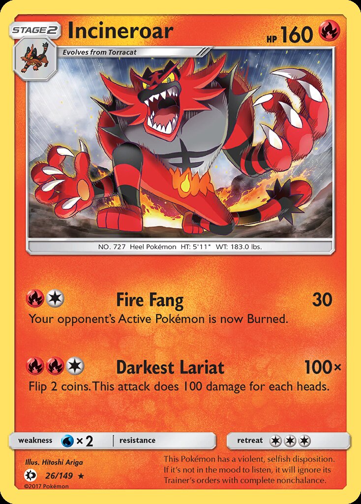 Incineroar (26/149) (Theme Deck Exclusive) [Sun & Moon: Base Set] | Jomio and Rueliete's Cards and Comics