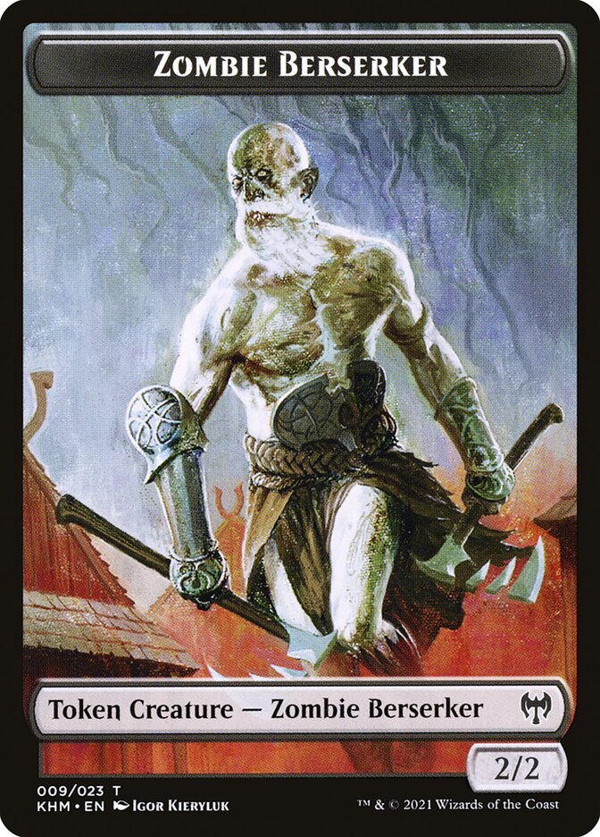 Human Warrior // Zombie Berserker Double-Sided Token [Kaldheim Tokens] | Jomio and Rueliete's Cards and Comics