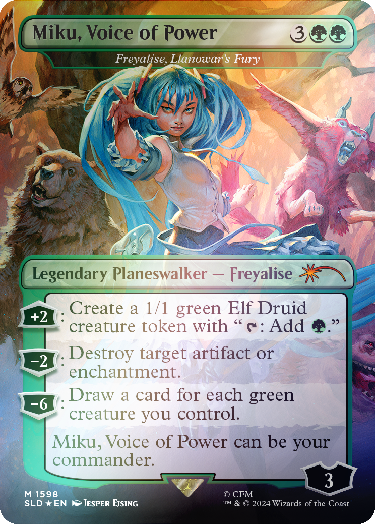 Miku, Voice of Power - Freyalise, Llanowar's Fury (Rainbow Foil) [Secret Lair Drop Series] | Jomio and Rueliete's Cards and Comics