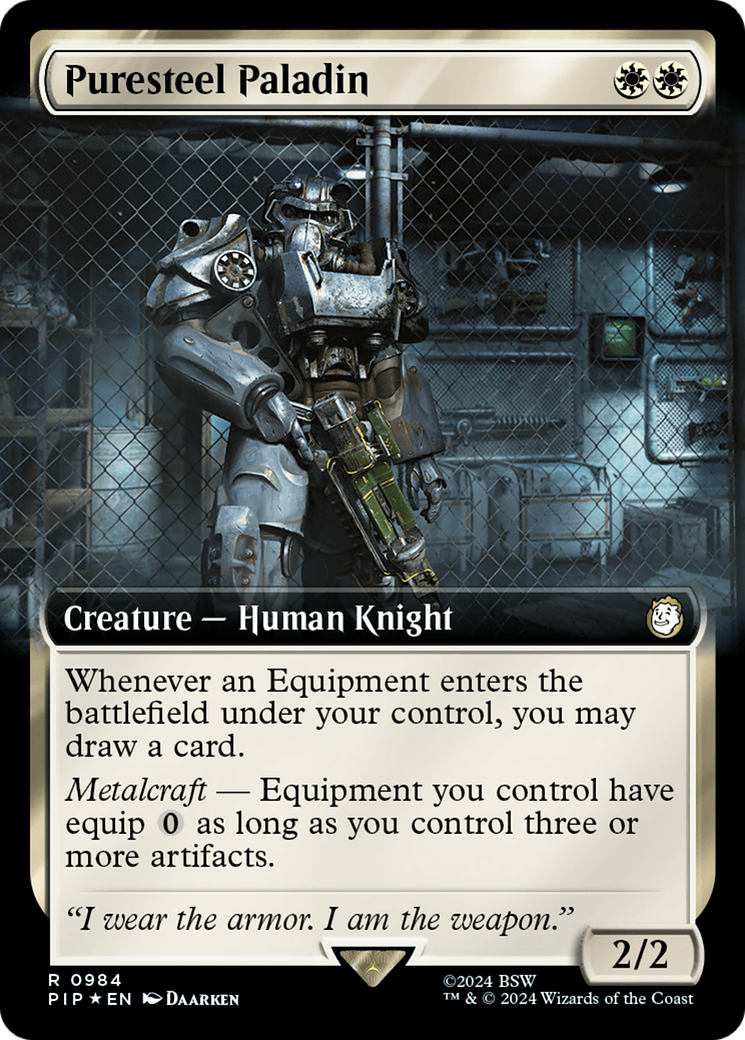 Puresteel Paladin (Extended Art) (Surge Foil) [Fallout] | Jomio and Rueliete's Cards and Comics