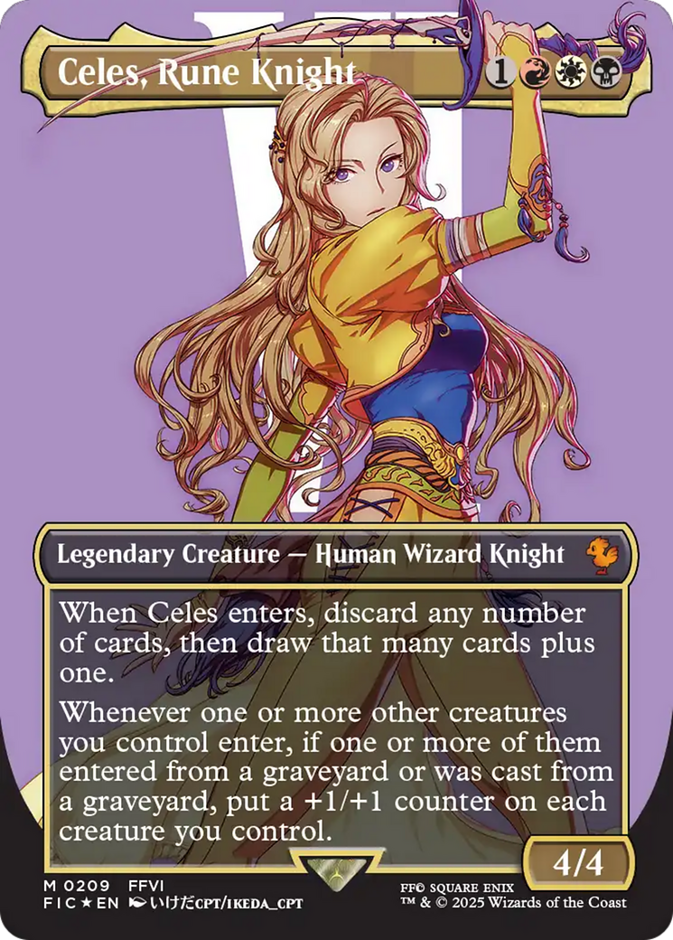 Celes, Rune Knight (Borderless) (Surge Foil) [FINAL FANTASY Commander] | Jomio and Rueliete's Cards and Comics