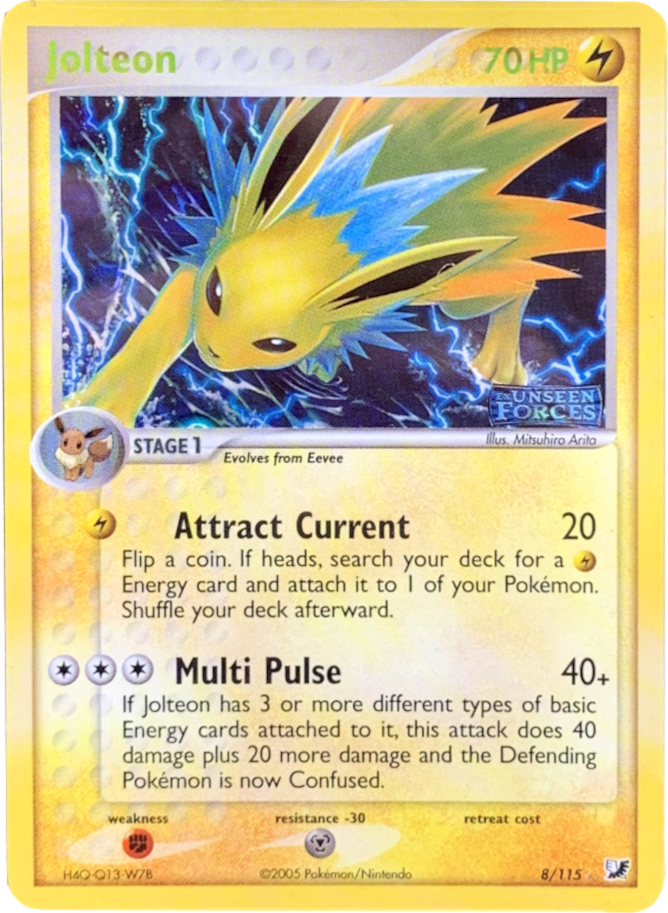 Jolteon (8/115) (Stamped) [EX: Unseen Forces] | Jomio and Rueliete's Cards and Comics
