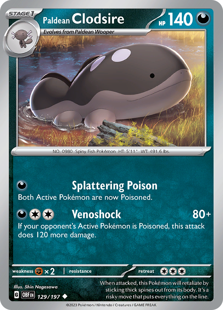 Paldean Clodsire (129/197) [Scarlet & Violet: Obsidian Flames] | Jomio and Rueliete's Cards and Comics