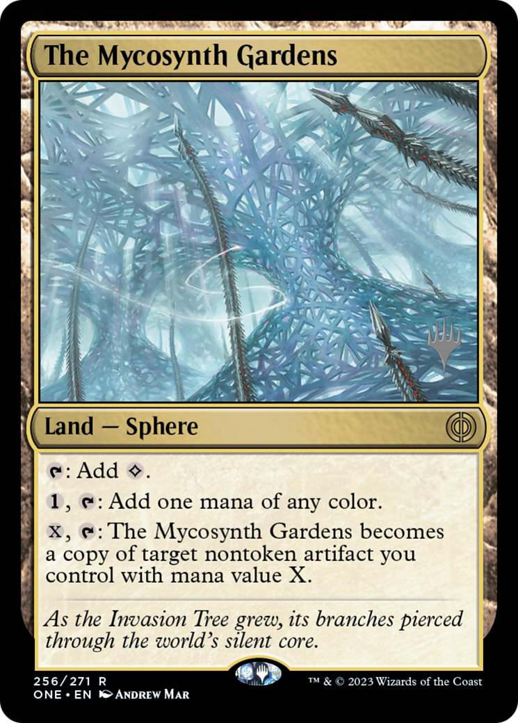The Mycosynth Gardens (Promo Pack) [Phyrexia: All Will Be One Promos] | Jomio and Rueliete's Cards and Comics