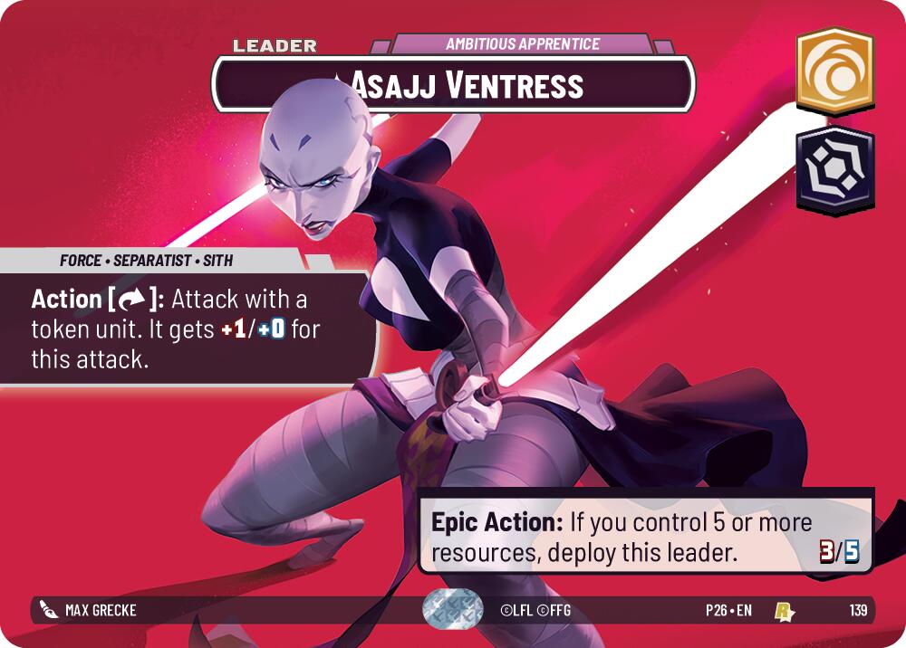 Asajj Ventress - Ambitious Apprentice (139) (Prize Wall) (139) [Galactic Championship 2026] | Jomio and Rueliete's Cards and Comics