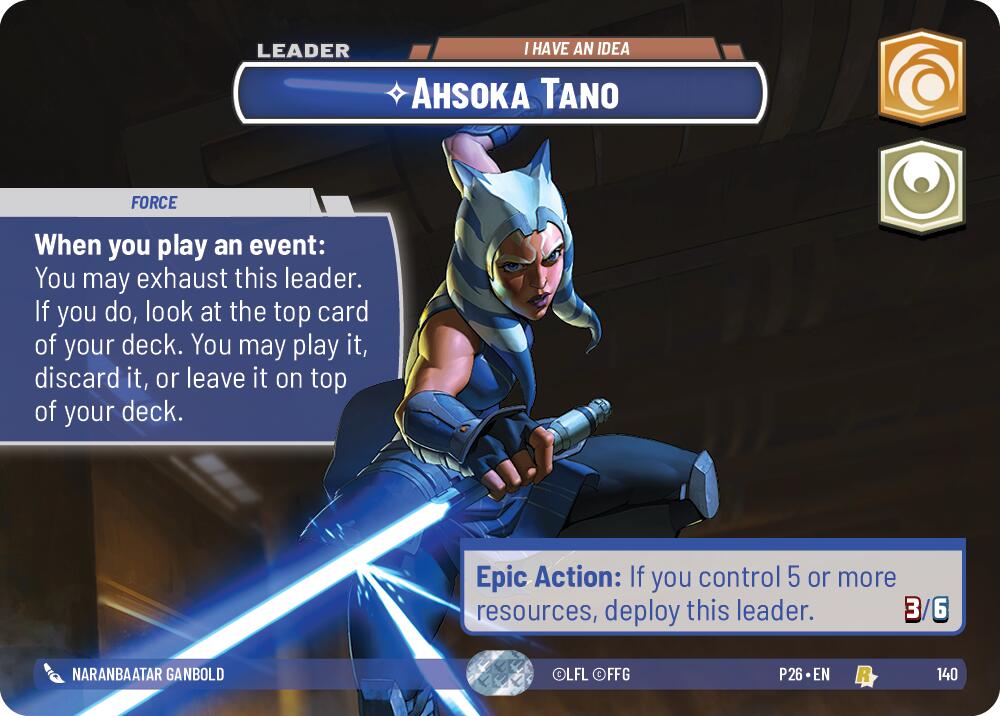 Ahsoka Tano - I Have an Idea (140) (Prize Wall) (140) [Galactic Championship 2026] | Jomio and Rueliete's Cards and Comics