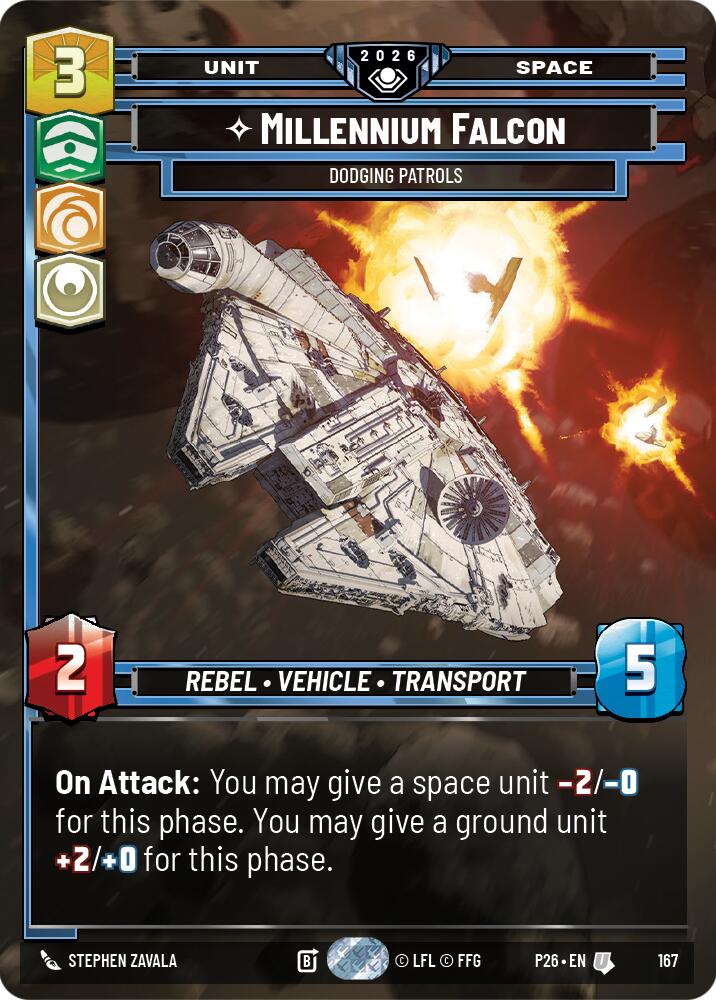 Millennium Falcon - Dodging Patrols (167) (167) [Galactic Championship 2026] | Jomio and Rueliete's Cards and Comics