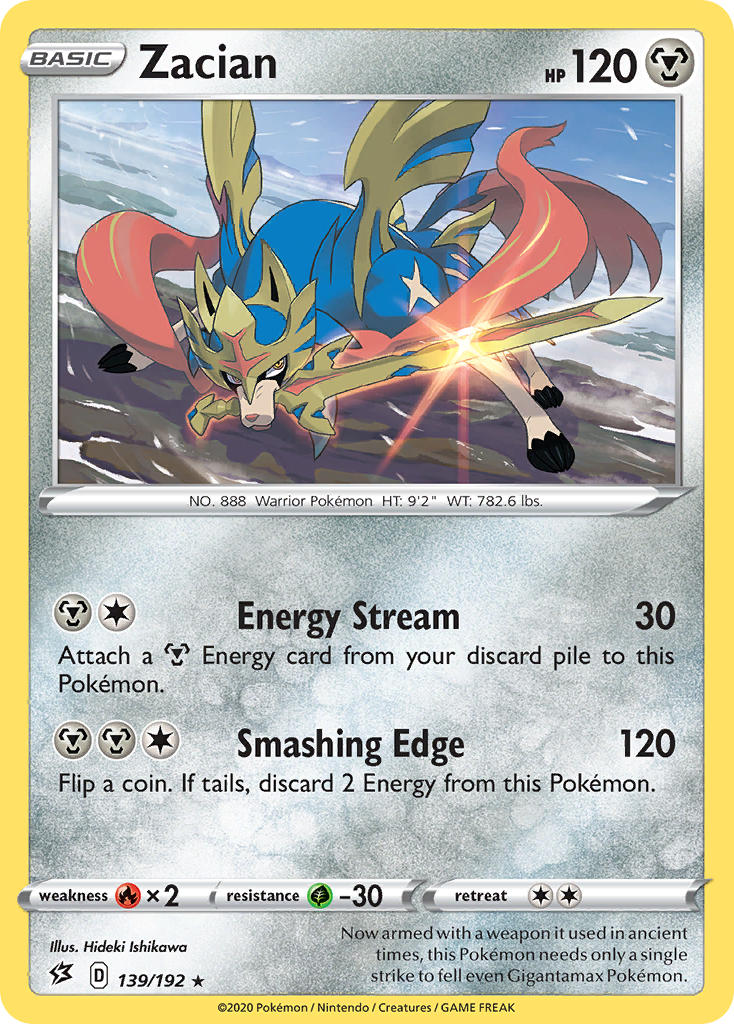 Zacian (139/192) (Cracked Ice Holo) (Theme Deck Exclusives) [Sword & Shield: Rebel Clash] | Jomio and Rueliete's Cards and Comics