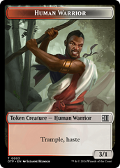 Human Warrior // Plot Double-Sided Token [Outlaws of Thunder Junction: Breaking News Tokens] | Jomio and Rueliete's Cards and Comics