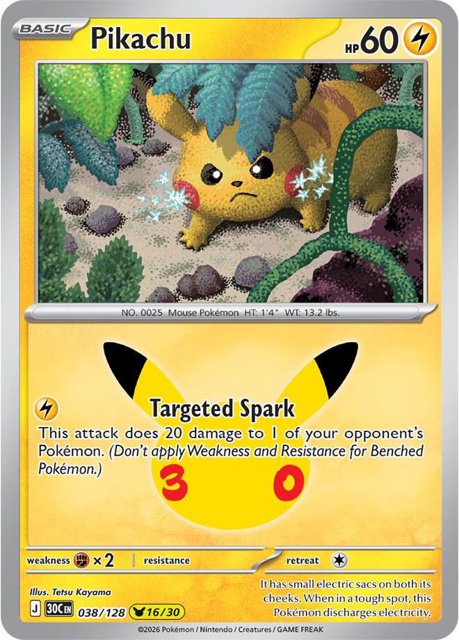 Pikachu (038/128) [Mega Evolution: 30th Celebration] | Jomio and Rueliete's Cards and Comics