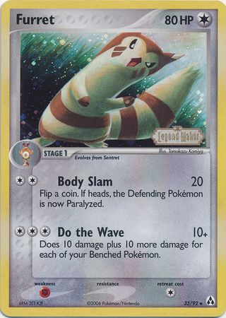 Furret (33/92) (Stamped) [EX: Legend Maker] | Jomio and Rueliete's Cards and Comics