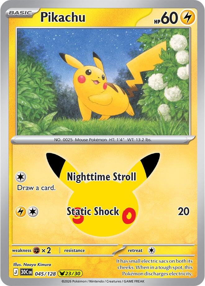 Pikachu (045/128) [Mega Evolution: 30th Celebration] | Jomio and Rueliete's Cards and Comics