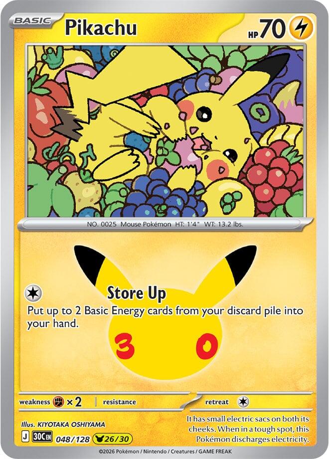 Pikachu (048/128) [Mega Evolution: 30th Celebration] | Jomio and Rueliete's Cards and Comics