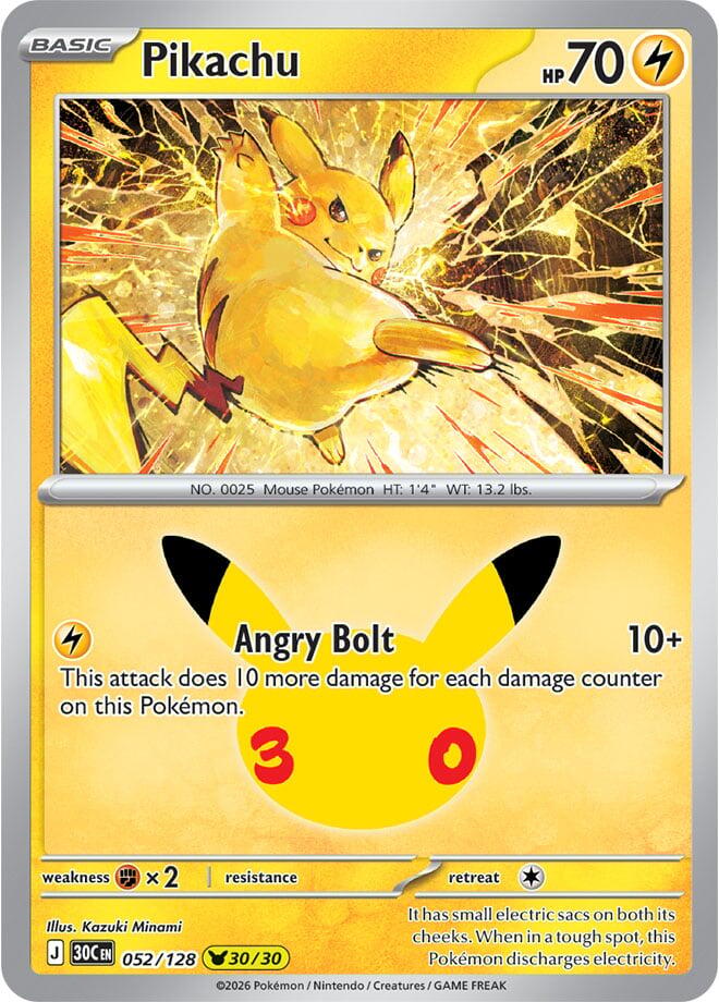 Pikachu (052/128) [Mega Evolution: 30th Celebration] | Jomio and Rueliete's Cards and Comics