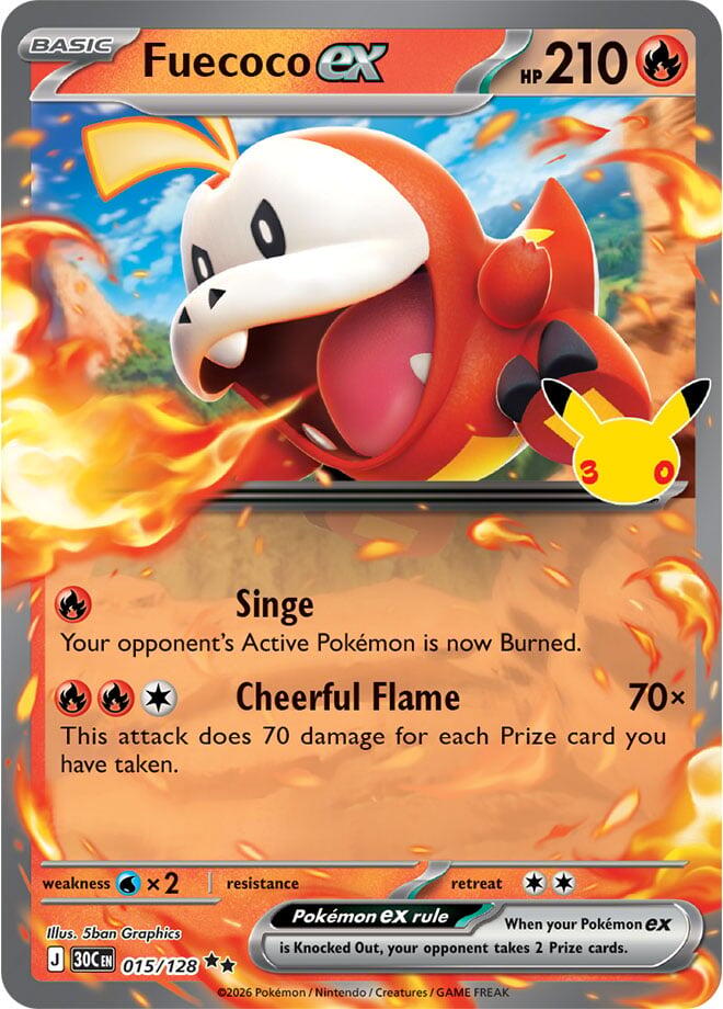 Fuecoco ex (015/128) [Mega Evolution: 30th Celebration] | Jomio and Rueliete's Cards and Comics