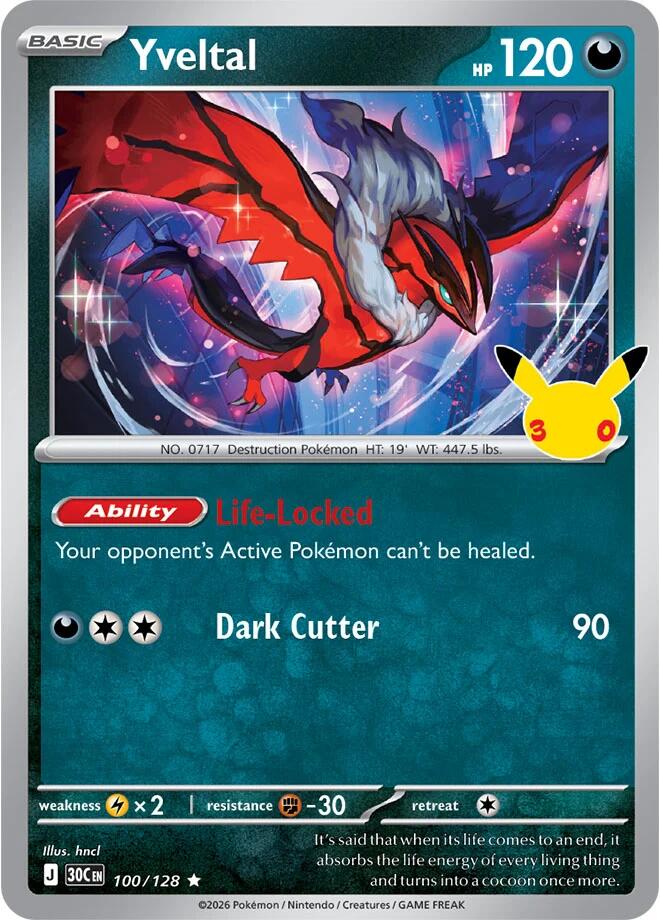 Yveltal (100/128) [Mega Evolution: 30th Celebration] | Jomio and Rueliete's Cards and Comics