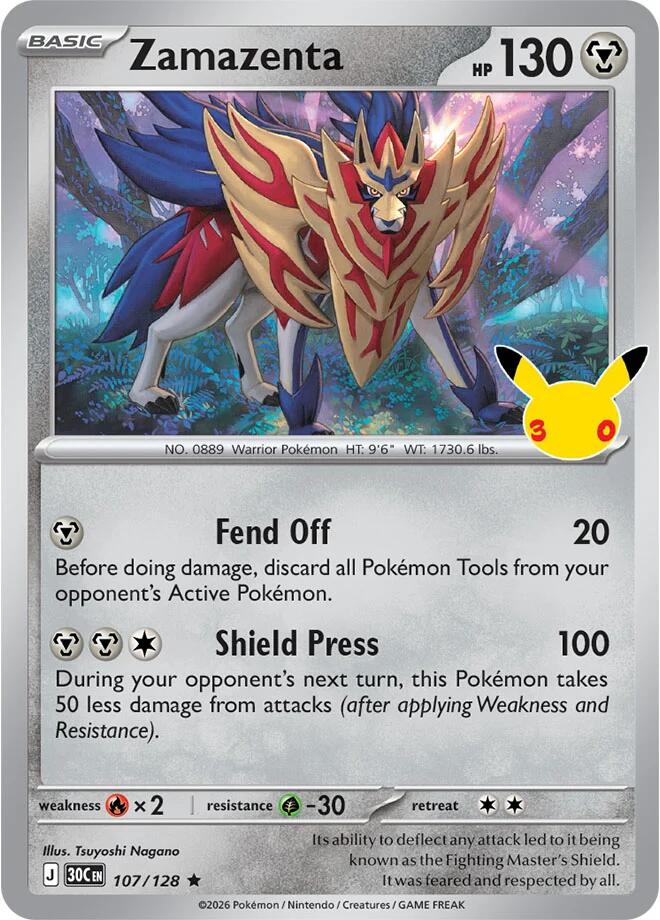 Zamazenta (107/128) [Mega Evolution: 30th Celebration] | Jomio and Rueliete's Cards and Comics